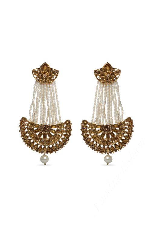  Drop Earrings with Stone and Pearl