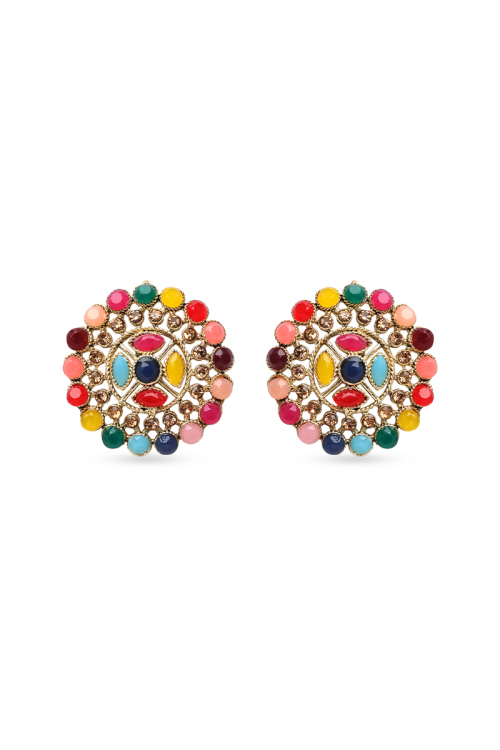 Multi Color Stone Studded Stud Earrings