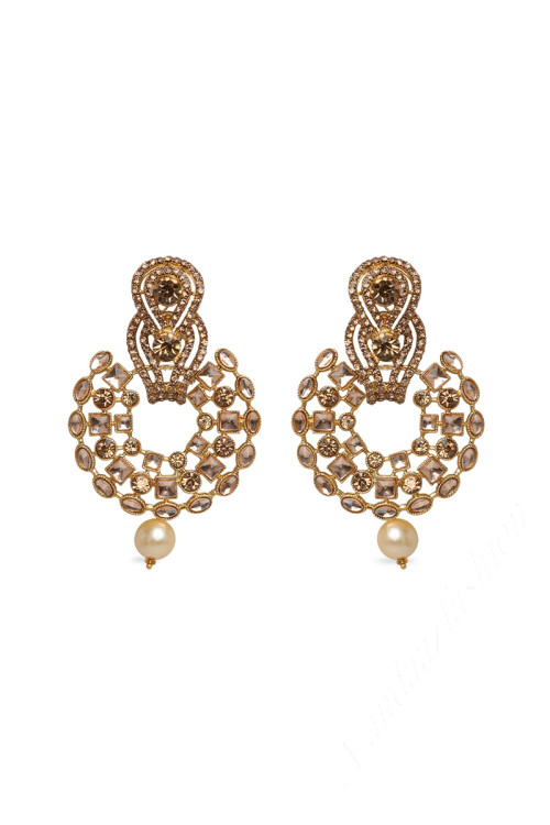  Stone Studded Chandbali Earrings
