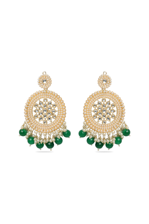Pearl and Kundan Chandbali Earrings