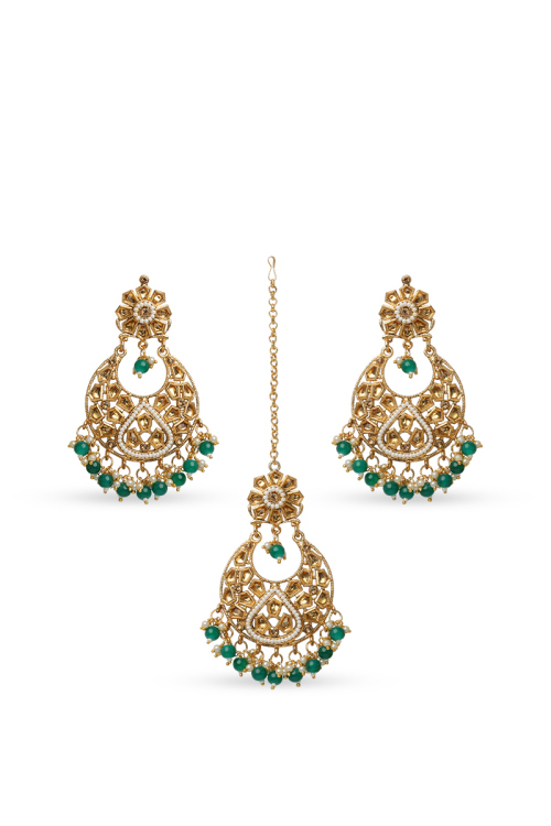  Stone Studded Chandbali Earrings