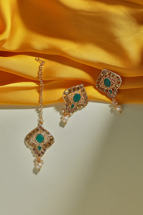  Stone Studded Earring with Maangtika