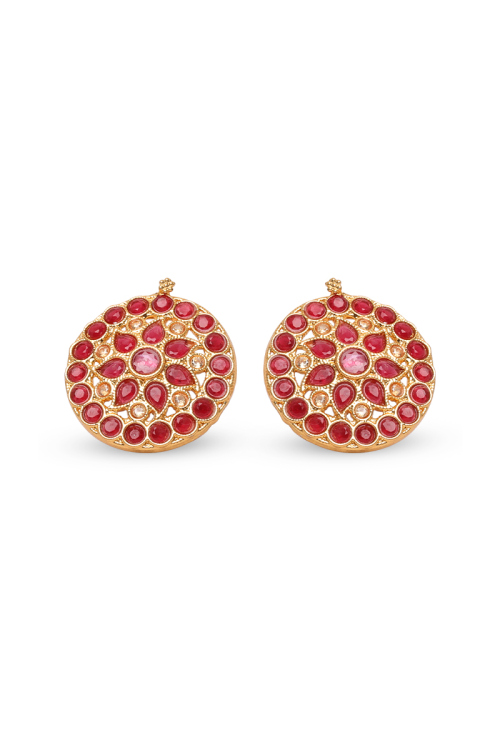 Red Stone Studded Stud Earrings