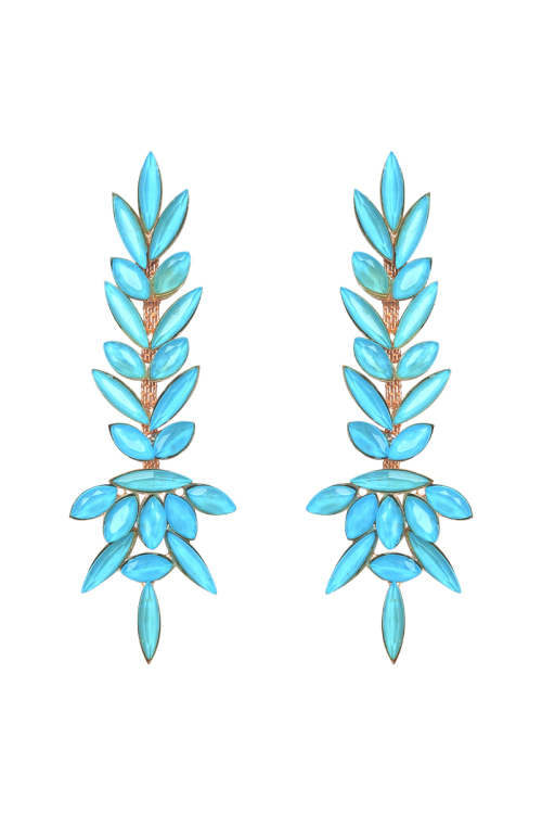 Sky Blue Stone Embellished Copper Drop Earrings