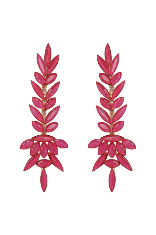 Pure Pink Stone Embellished Copper Drop Earrings