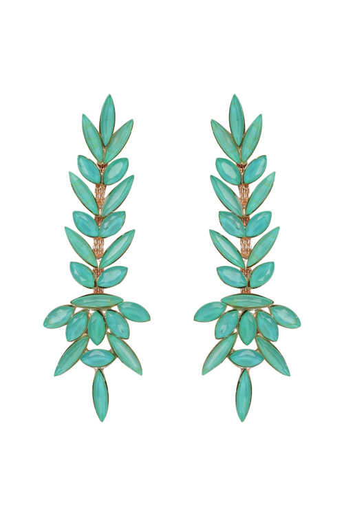 Seafoam Green Stone Embellished Copper Drop Earrings