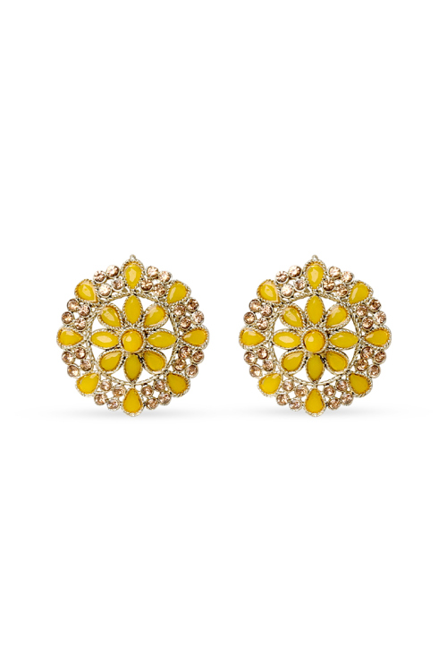 Yellow Stone Studded Stud Earrings