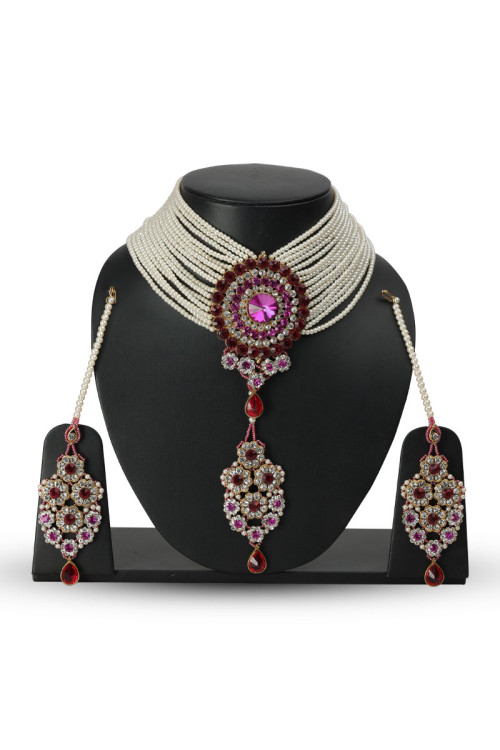 Exquisite Bridal Choker Necklace Set with Earrings