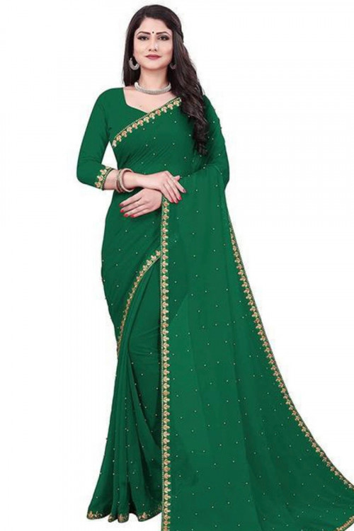 Green Chiffon Bandhej Printed Saree 2601SR08