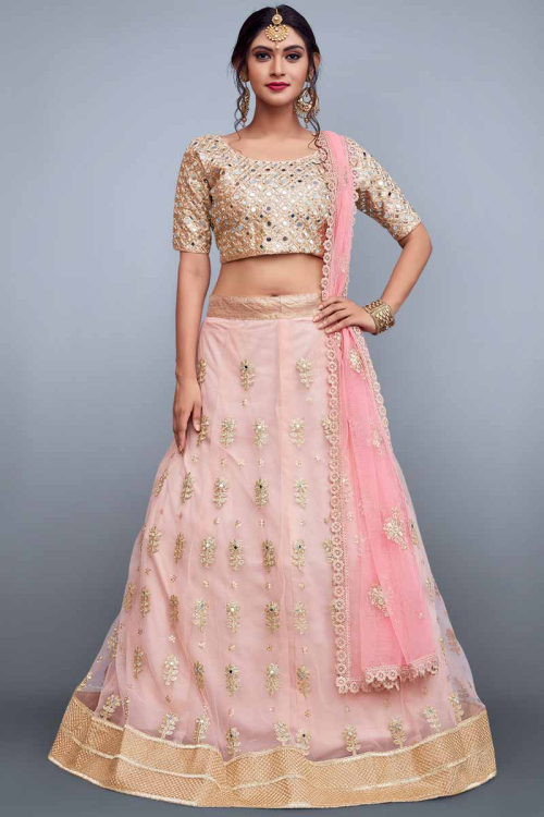 Pink Silk Lehenga with Silk Choli