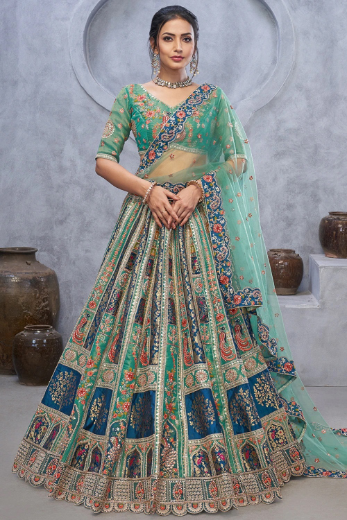 Lehenga Silk Blend Embroidered A Line Lehenga