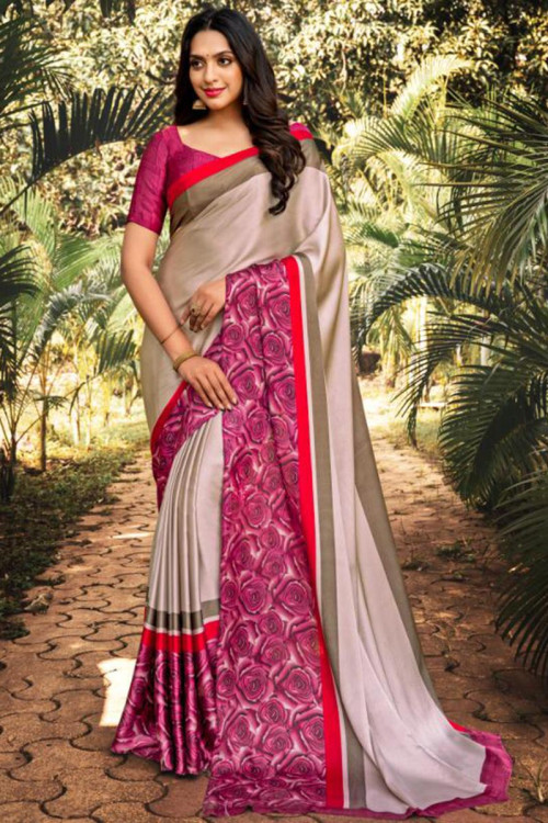 Flameboyant Mustard Digital Printed Satin Silk Saree With Traditional –  LajreeDesigner