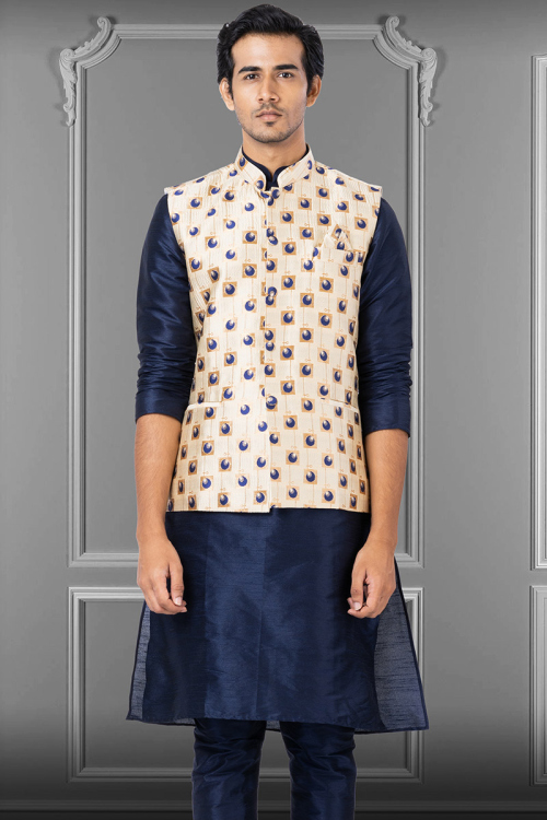 Light Beige Jacquard Men's Waist Coat