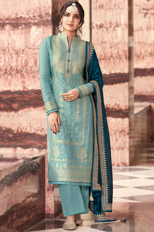Bollywood Blue color Net fabric Salwar Kameez : 1860928