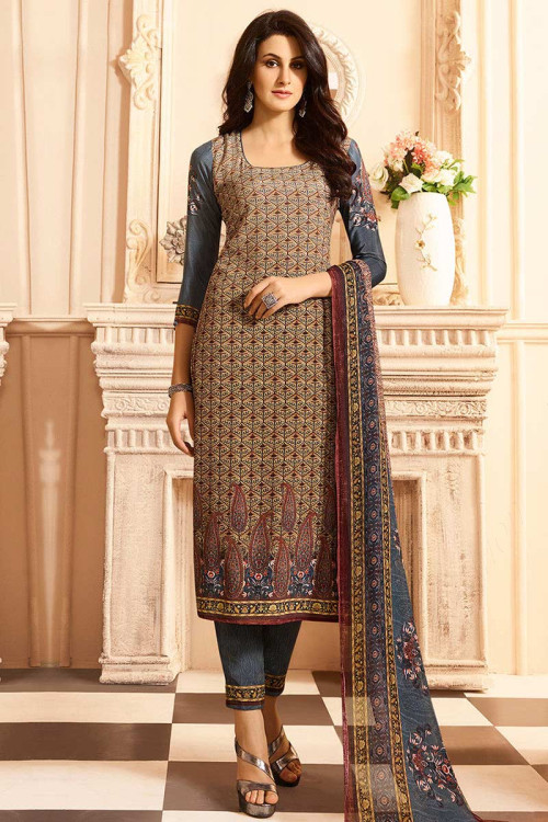 Buy Nblue Georgette Casual Wear Heavy thread embrodiery Salwar Suit Online  From Wholesale Salwar.