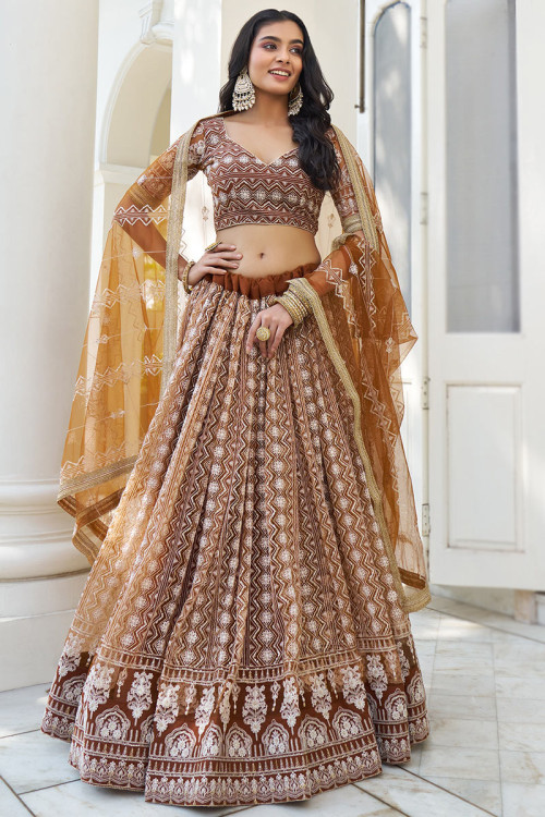 Buy Chikankari Wedding Wear Lehenga Choli Online for Women in UK