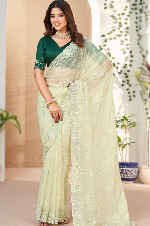 pure silk Classy Mehndi Colour Saree, Shining Party Wear