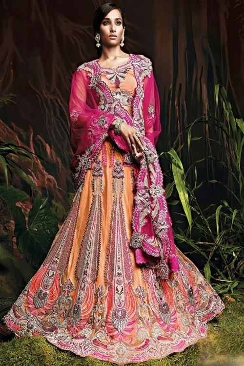 Ruby Pink Zardozi Bridal Lehenga Set SUKHMATI – Panache Haute Couture