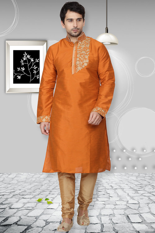 Men s Orange Kurtas Online Shop Now Andaaz Fashion USA