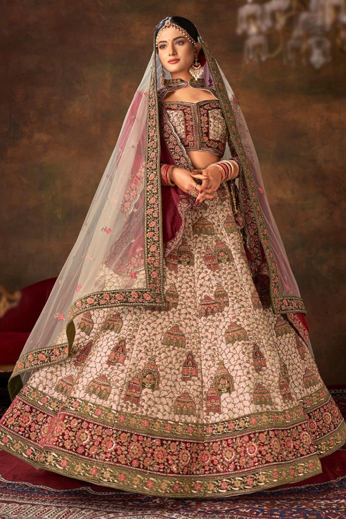 Red Embroidered Silk Bridal Lehenga Choli With Dupatta – AMRUT