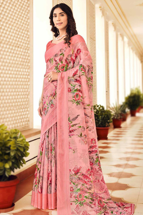 Floral print chiffon saree online deals