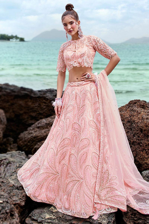 Buy Zeel Clothing Women's Leheriya Print Pure Georgette New Lehenga Choli  with Dupatta (5049-Pink-Stylish-Wedding-Designer-New; Free Size) at  Amazon.in