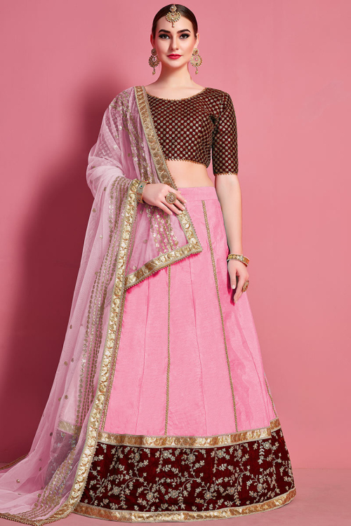 Light Pink Lehenga With Zari Work