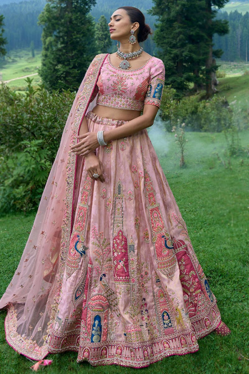 Wedding lehenga sales pink