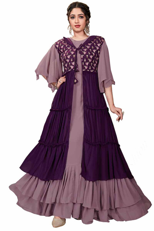 Light Purple Georgette Party Wear Designer Anarkali Suit