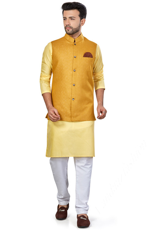 Linen kurta sales pajama with jacket