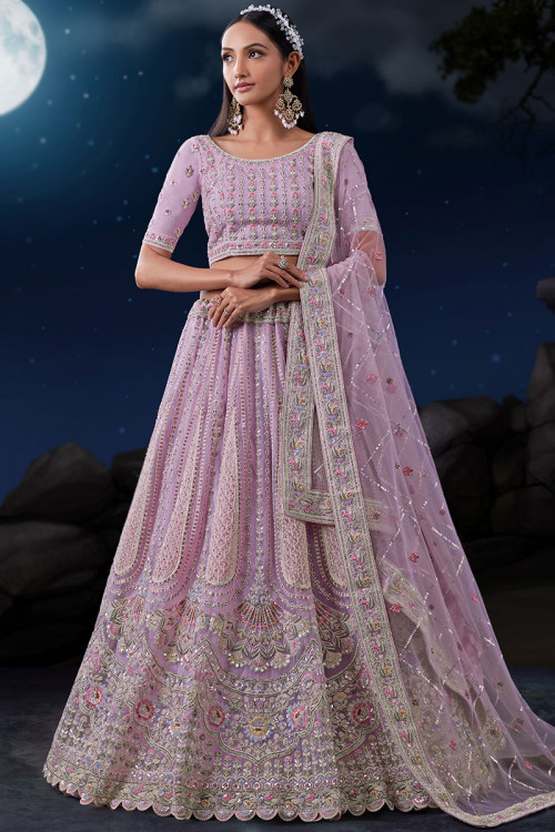 Buy Pink Purple Georgette Party Wear Sequins Work Lehenga Choli For Girls  Online From Wholesale Salwar.