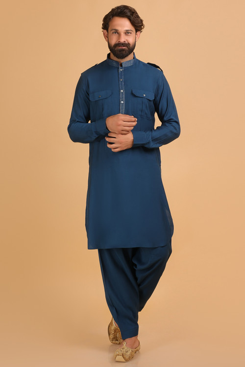 Grey - Pathani Suits - Indian Wear for Men - Buy Latest Designer Men wear  Clothing Online - Utsav Fashion