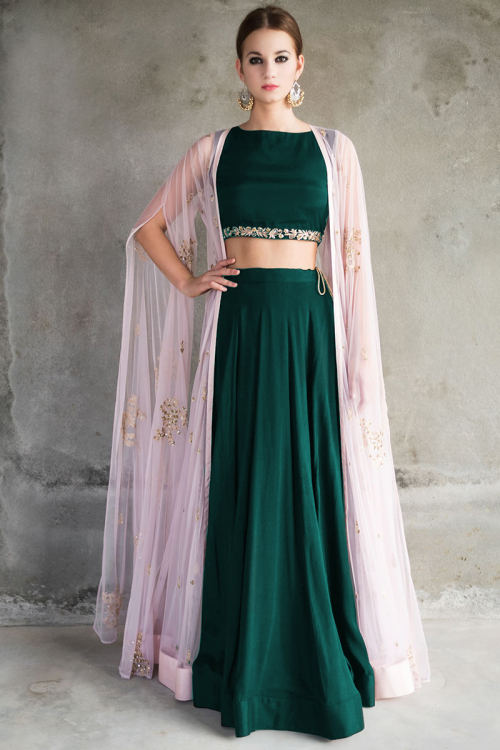 Peacock Blue Silk Lehenga with Silk Choli