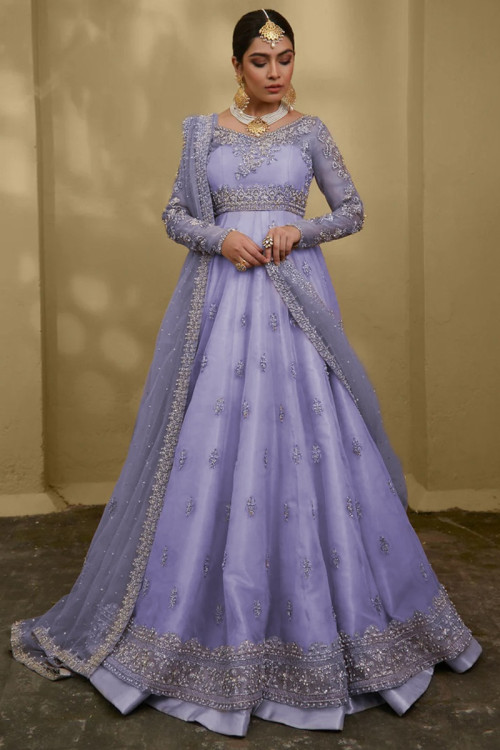 Purple pakistani wedding dress online