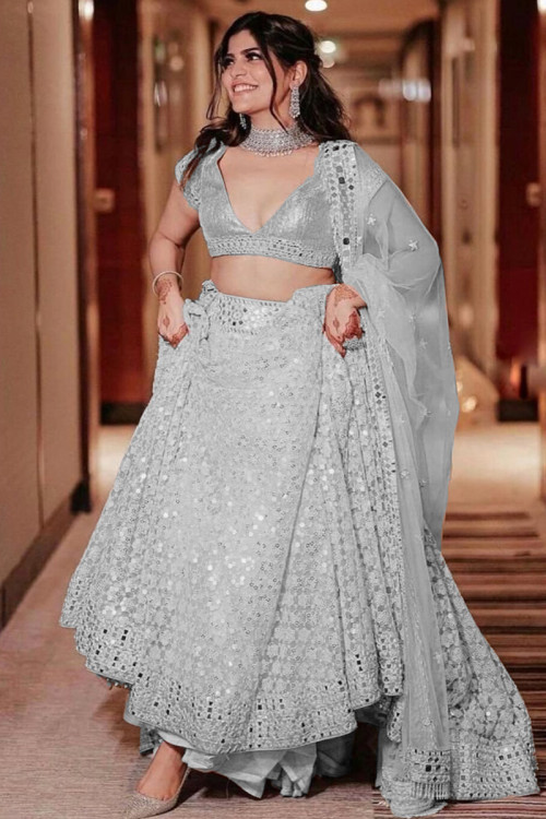 Silver ghagra choli store