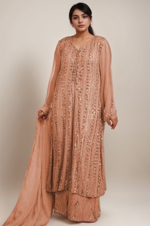 Buy Straight Cut Peach Petite Plus Size Salwar Kameez Online for Women in USA