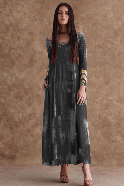 Buy Grey Velvet Salwar Kameez Online for Women in USA