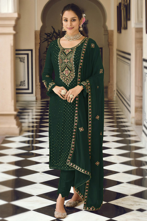 Mehendi Green Naira Cut Suit Online at Best Price - Rutbaa
