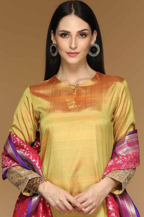 Buy Dazzling Mustard Color Straight Cut Suit Online - 1977 | Andaaz Fashion