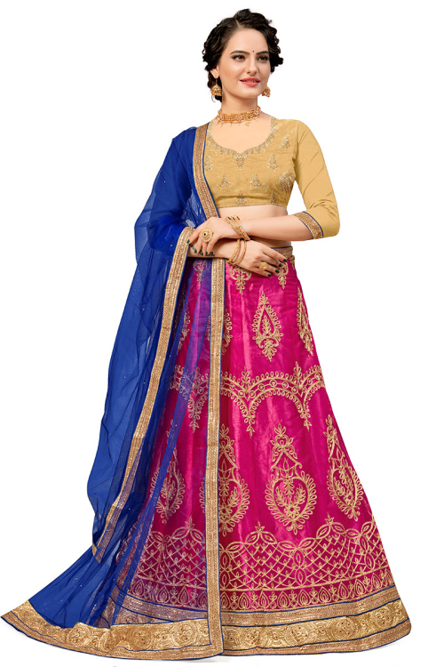 Magenta Pink A Line Net Lehenga for Sangeet
