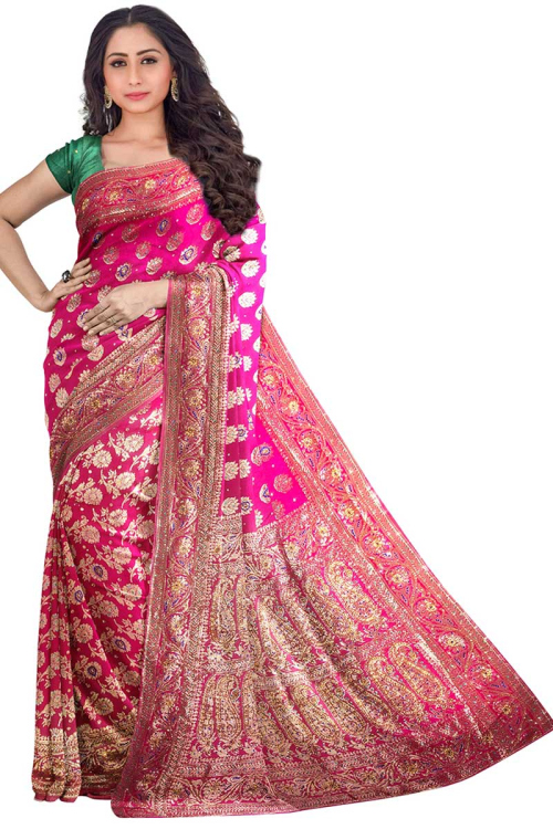Silk Saree in Magenta Pink colour for Party 
