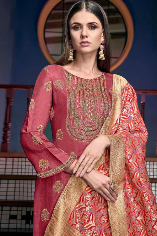 Buy Magenta Silk Sharara Suit With Dori Work Online - LSTV03833 ...