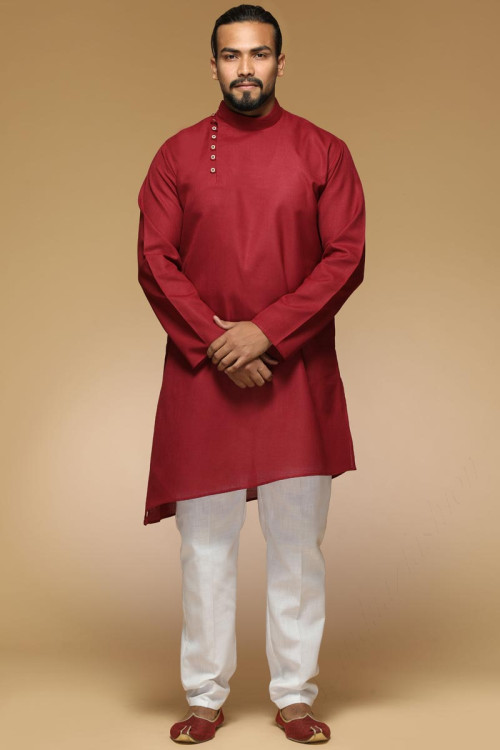 Maroon Color Kurta Pajama For Men for Eid Festival
