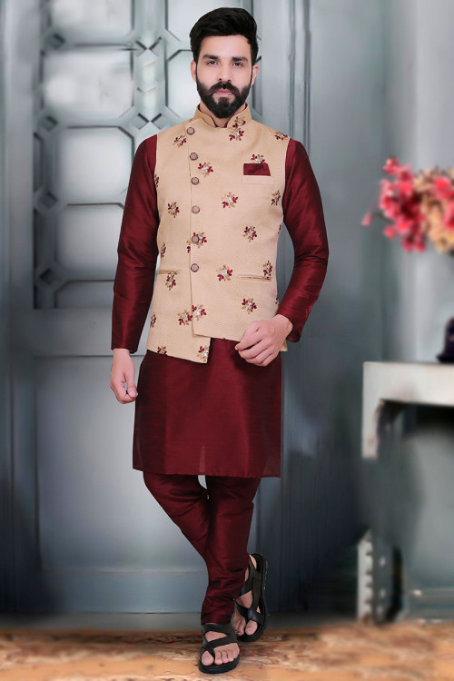 Maroon kurta pajama punjabi clearance