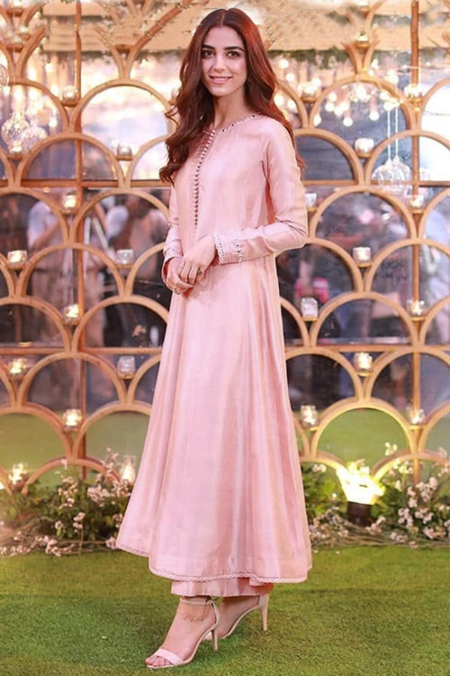 White And Light Pink Color Georgette Fabric Salwar Suit – Kaleendi