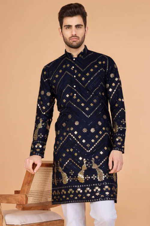 Men Kurta Silk Kurta with Zari Work for Diwali Festive Wear