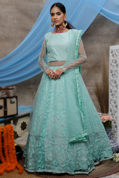 Lehenga choli outlet with long blouse
