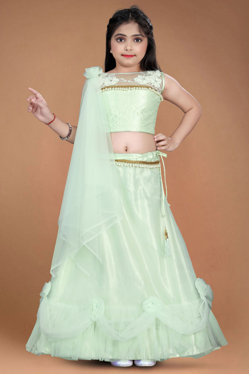 Buy Party Wear Green Sequins Work Pure Georgette Kids Lehenga Choli Online  From Surat Wholesale Shop.