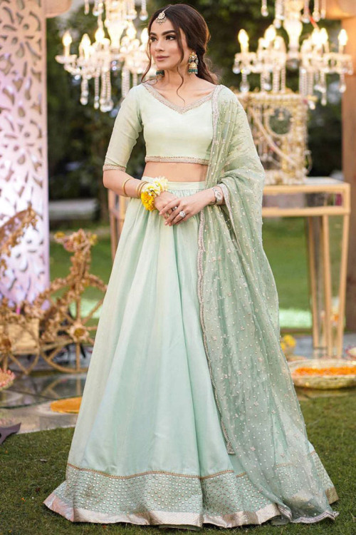 Buy A Line Pastel Mirror Work Wedding Dresses Online for Women in UK