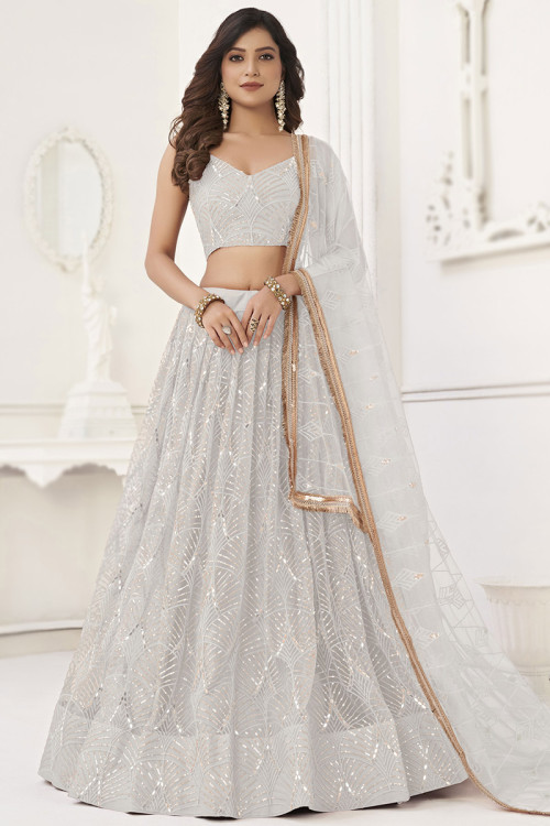 White and silver lehenga online outlet
